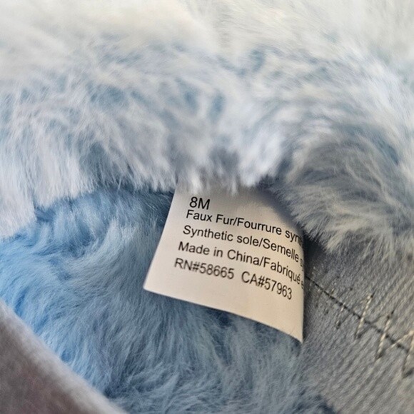 Abound Faux Fur Fuzzy Slippers Slides Sandals Slip On Women's 8 New Baby Blue - Picture 5 of 6
